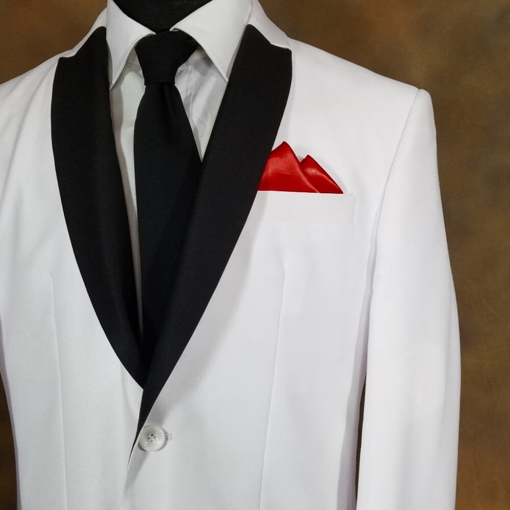 New - Men's 2 PT. Red Satin Pre-Folded Pocket Square Insert